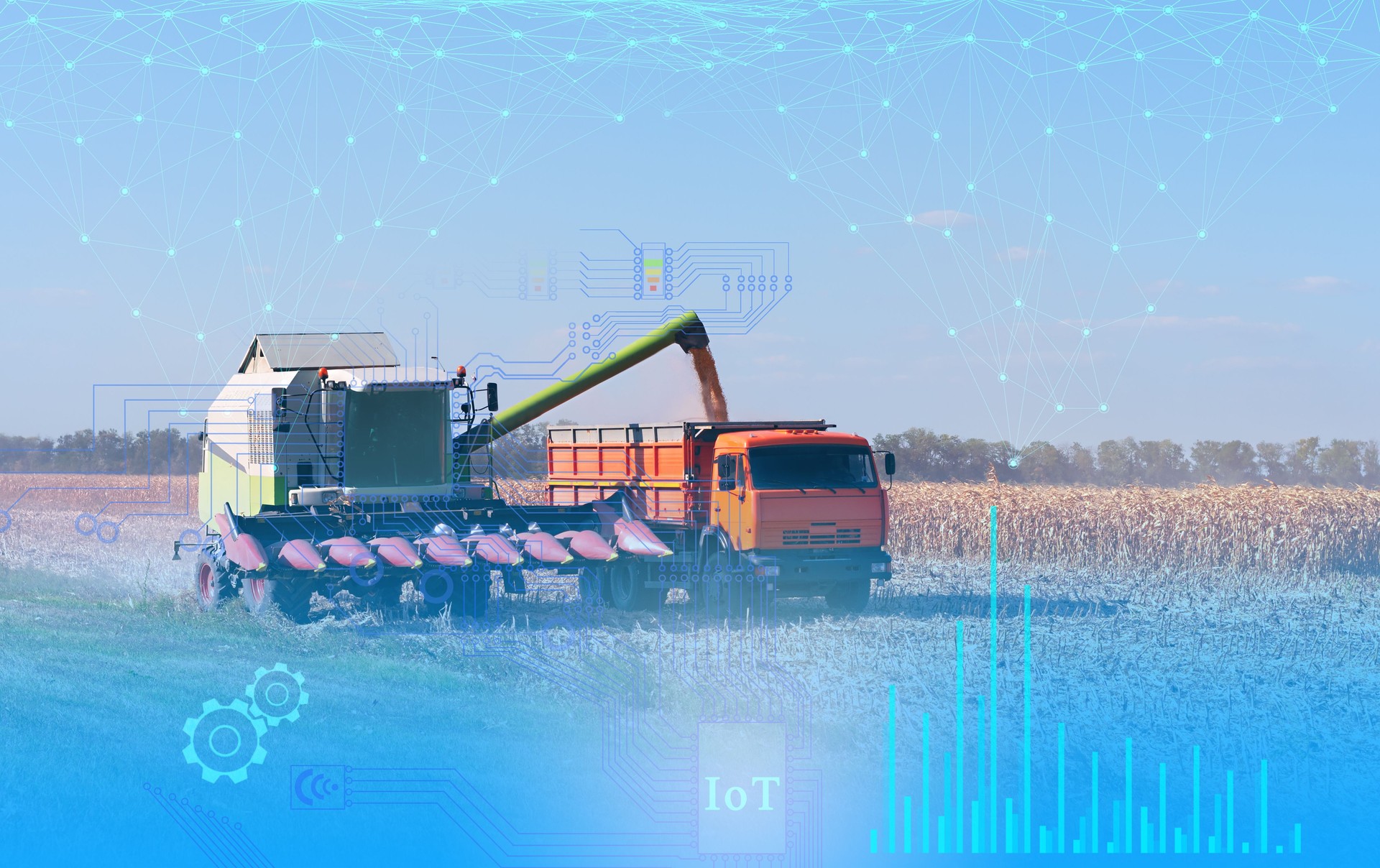 tecnologías futuras, el Internet de las cosas, que le permite gestionar la cosechadora sin intervención humana para aumentar la productividad y reducir los costos